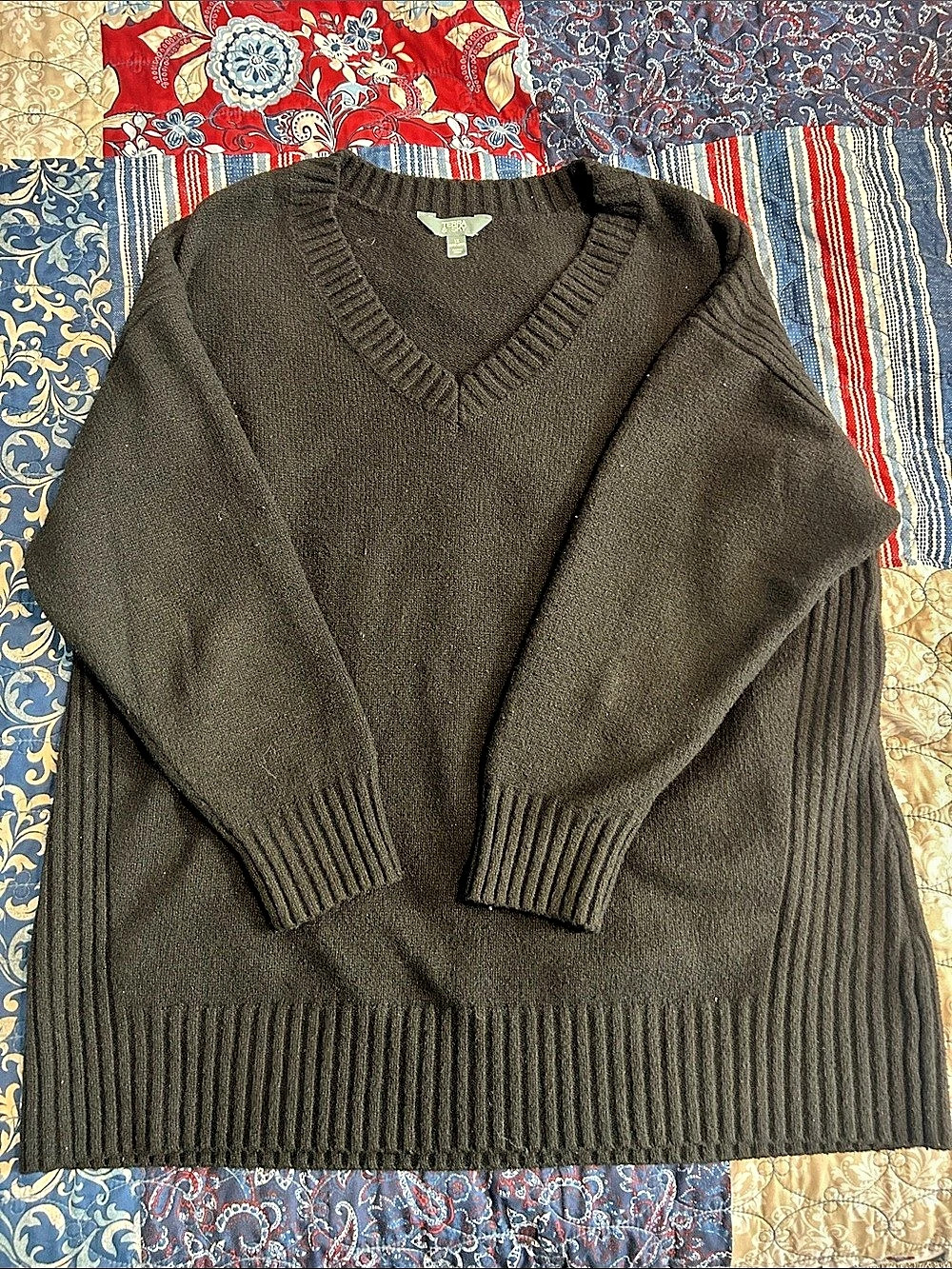 Terra & Sky Brown V-Neck Sweater Size 1X Like New